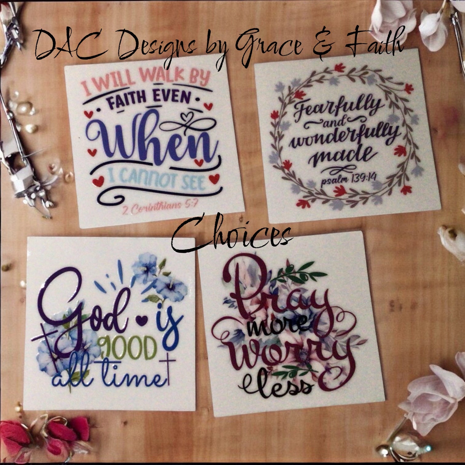 Stickers choices for mugs, glass and tumblers