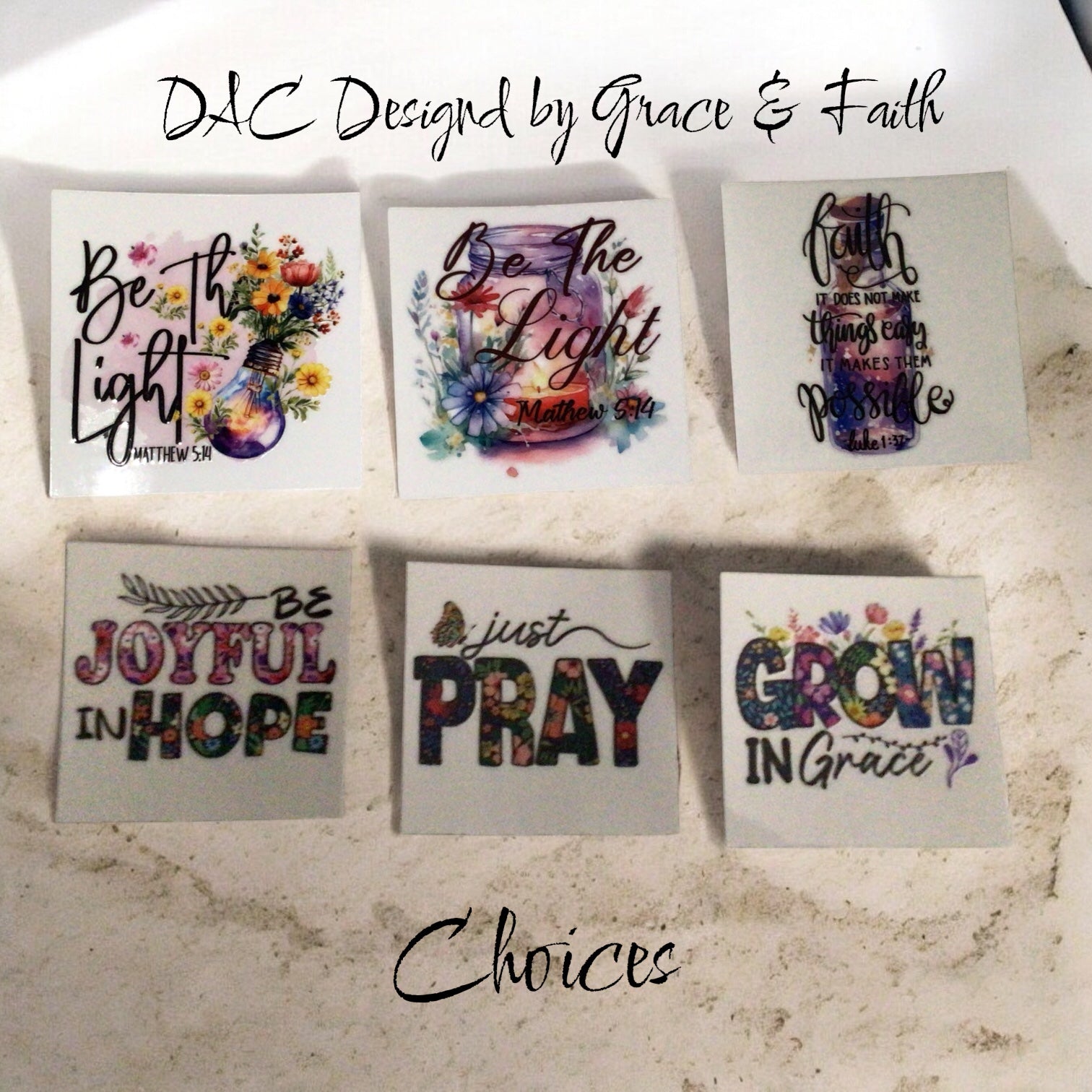 Stickers choices for mugs, glass and tumblers